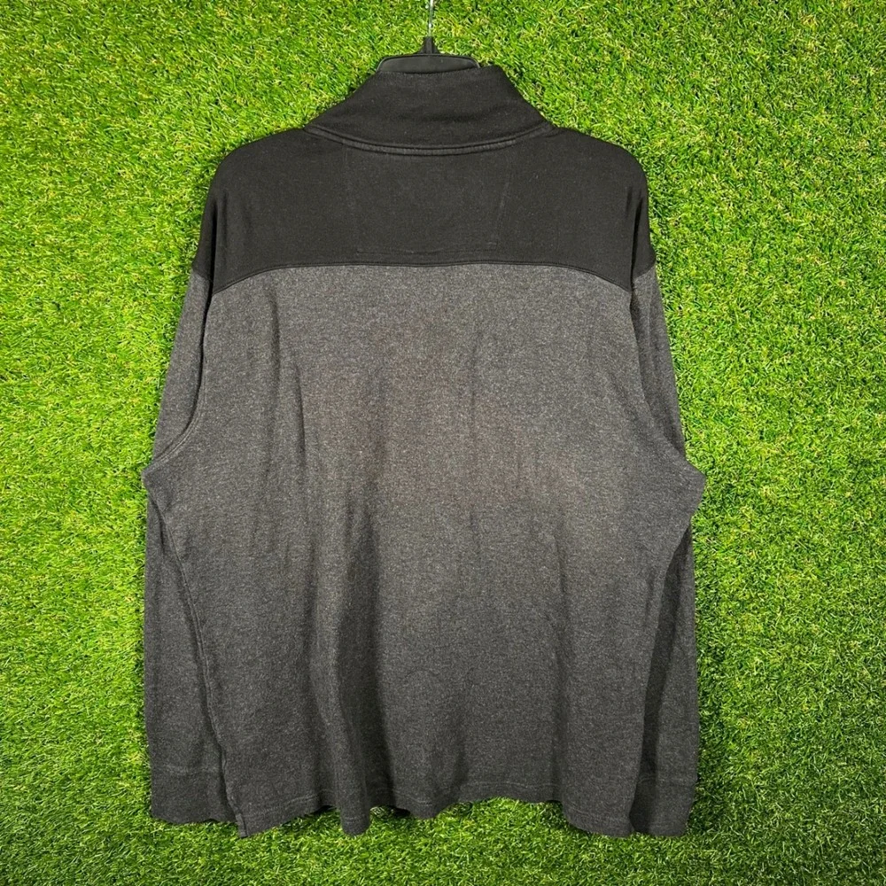 Banana Republic Mens XL Quarter Zip Pullover‎ Sweater Grey Black Colorblock